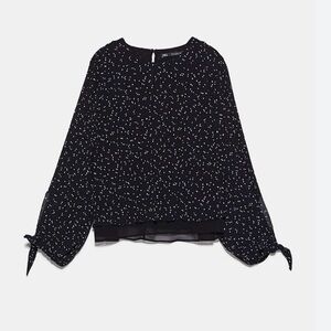 Zara Black Blouse with White Dots